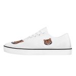 White Canvas Sneakers with Subtle Tiger Embroidery